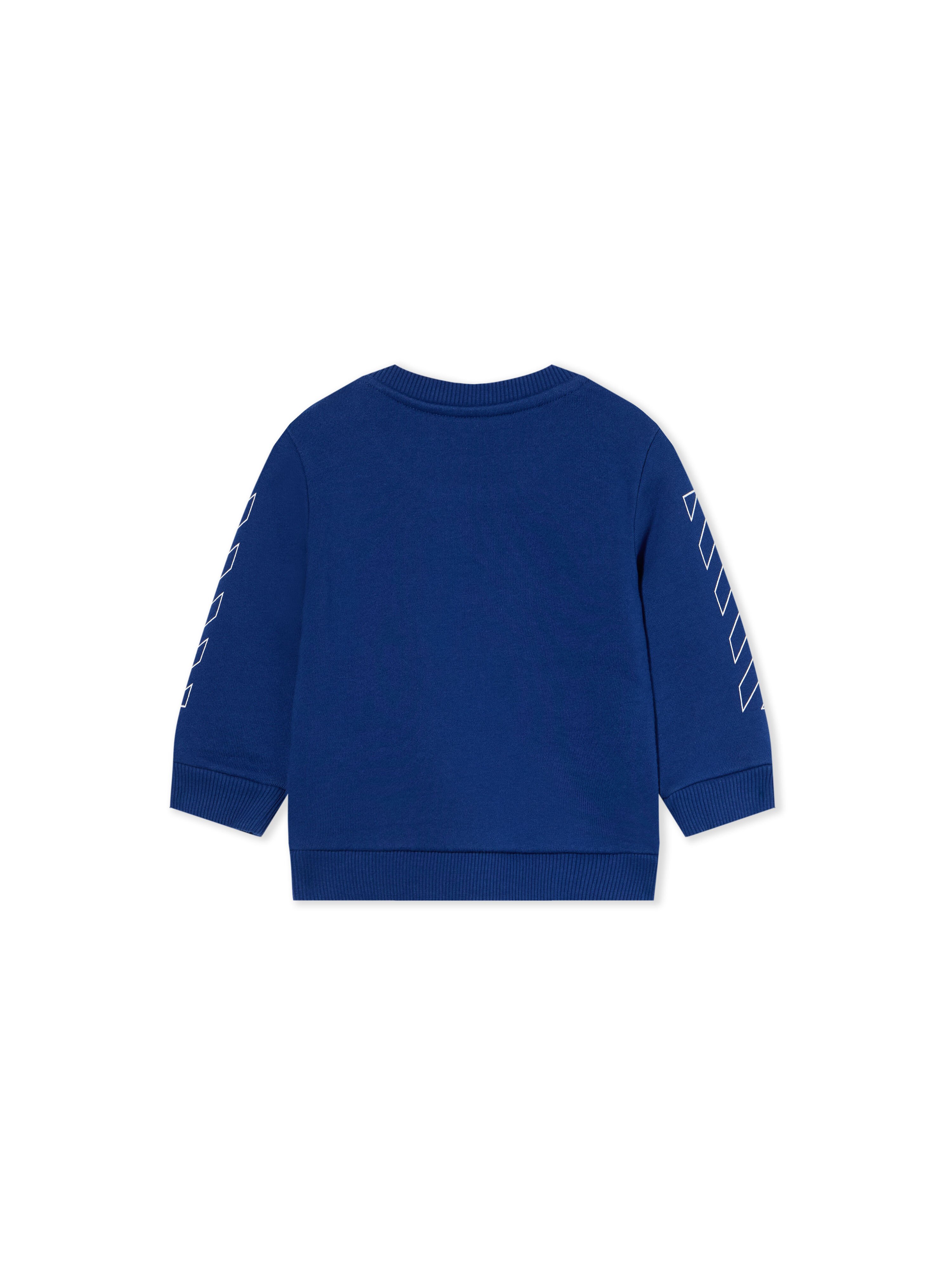 OFF WHITE Crackle Logo Crewneck Logo Sweatshirt BLUE - WHITE OBXC001F25FLE005