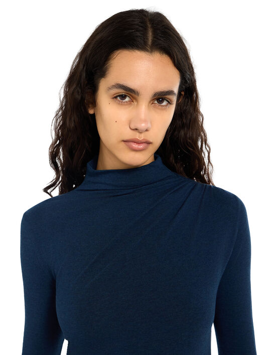 Draped Turtleneck Midi Dress OFF WHITE Draped Turtleneck Midi Dress Blue Melange Blue Melange 2FU00397T