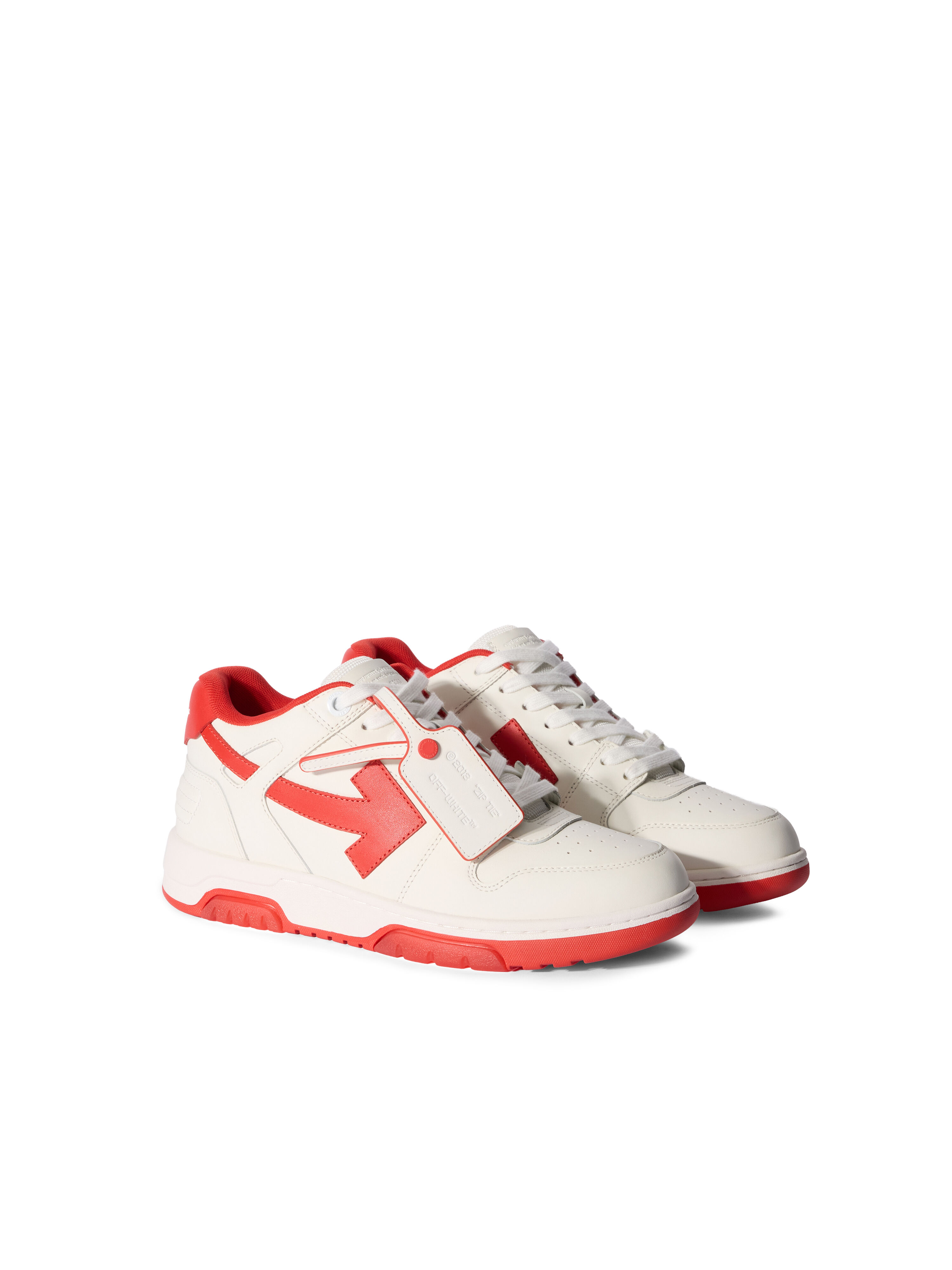 OFF WHITE Out Of Office Leather Sneakers WHITE - RED OMIA189F25LEA001