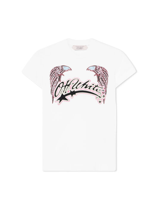 OFF WHITE Swarovski Double Eagle Slim Tee White-Black 29A00308T