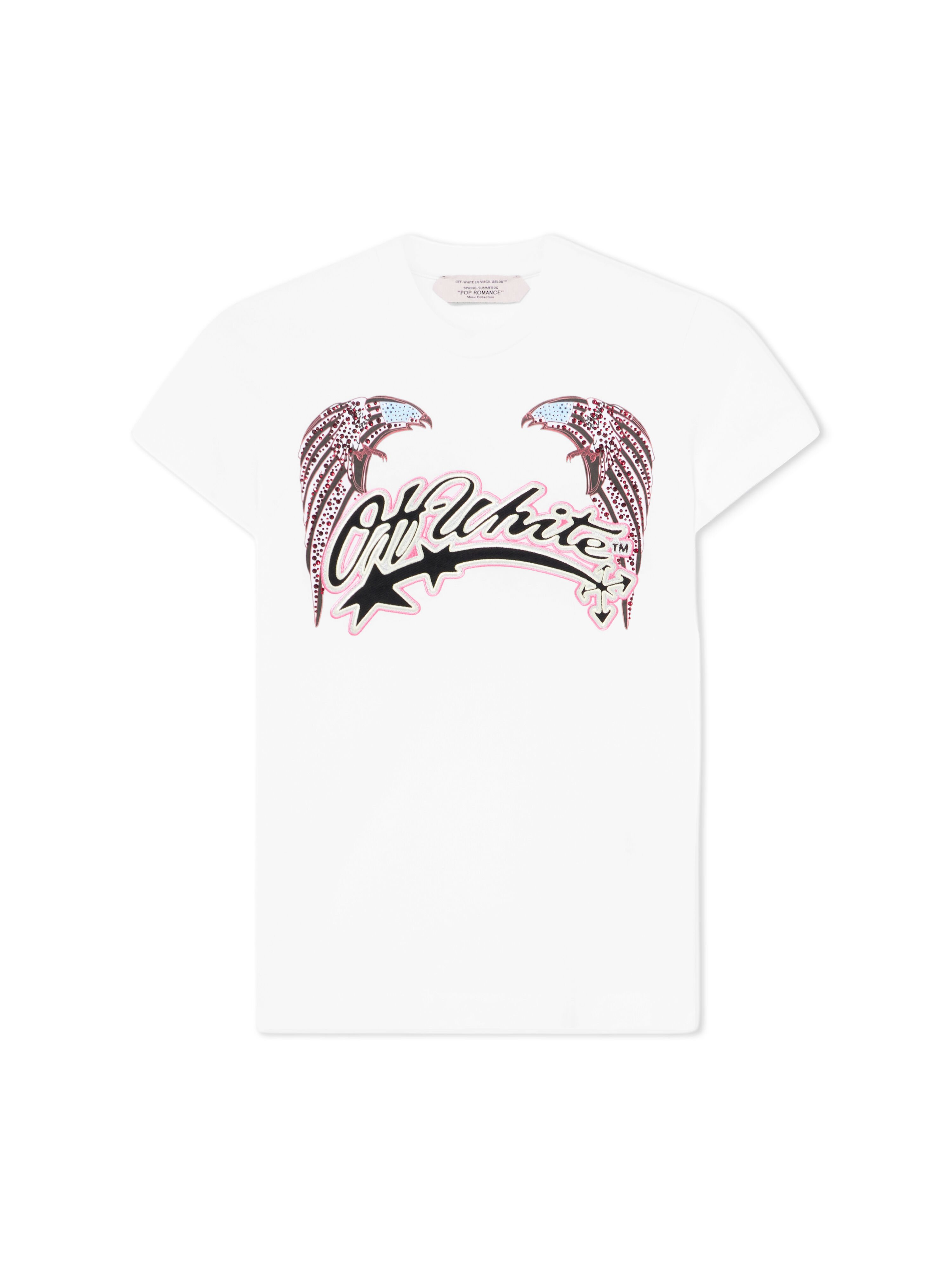 OFF WHITE Swarovski Double Eagle Slim Tee White-Black 29A00308T