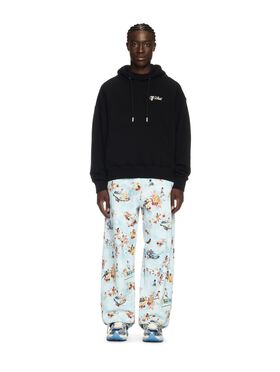 OFF WHITE Felpa Nera Con Cappuccio E Logo NERO OMBB085C99FLE019