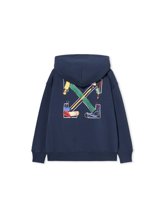 OFF WHITE Arrow Ruler Hoodie Zip NAVY BLUE - MULTICOLOR OBBE001F25FLE004