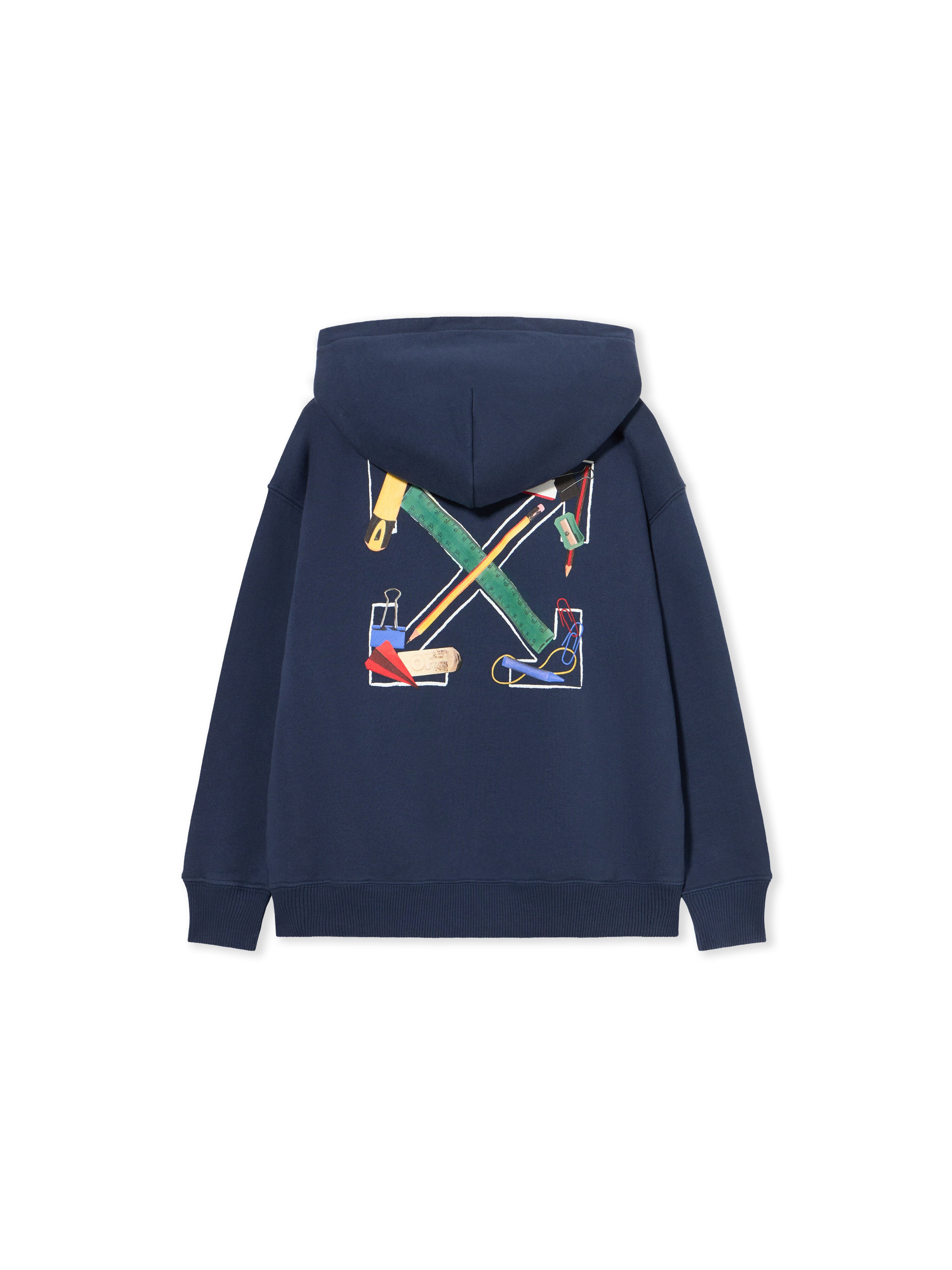 OFF WHITE Arrow Ruler Hoodie Zip NAVY BLUE - MULTICOLOR OBBE001F25FLE004