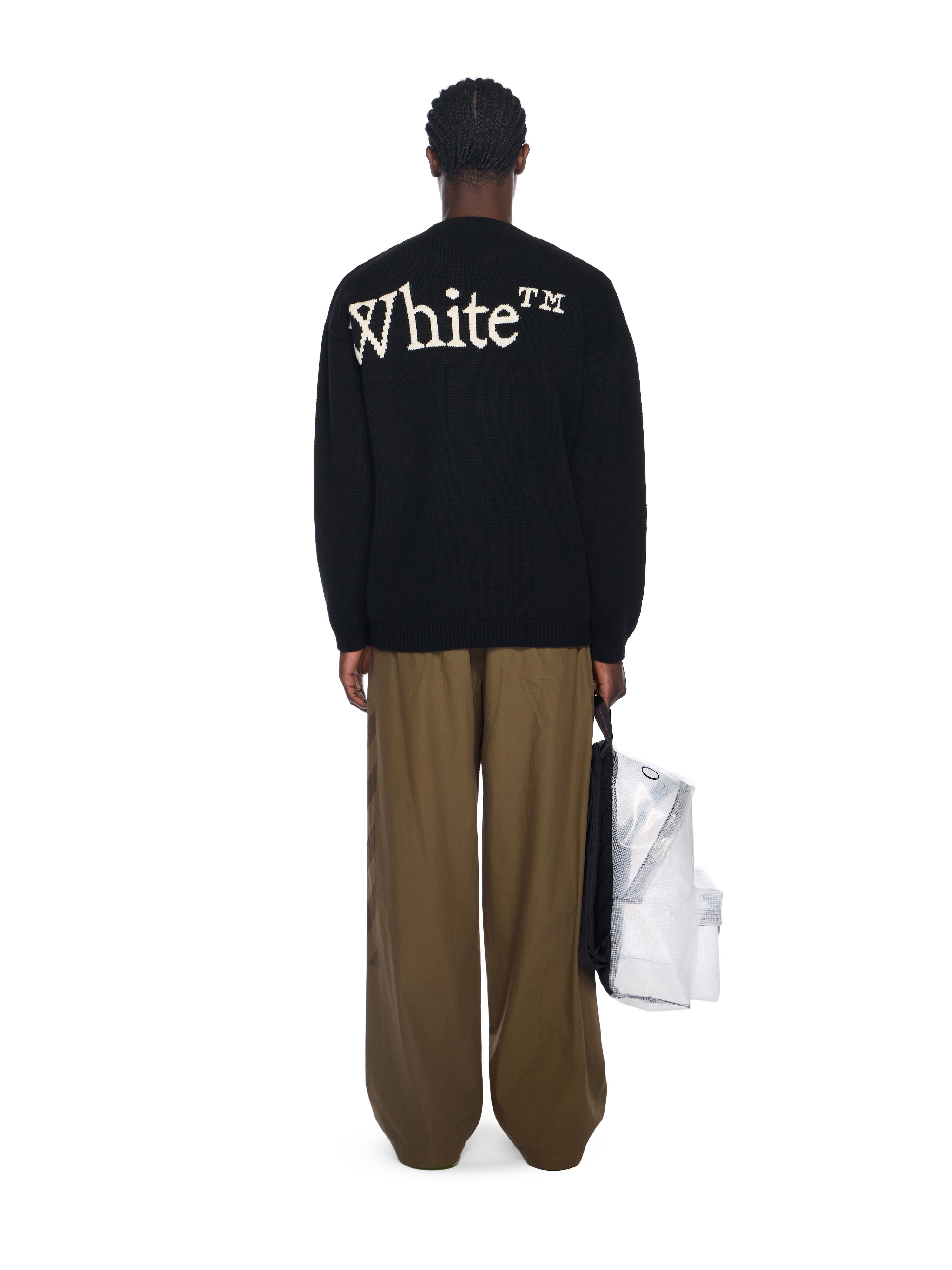 Bookish Knit Crewneck Sweater OFF WHITE Bookish Knit Crewneck Sweater BLACK - CREAM OMHE20QF25KNI001