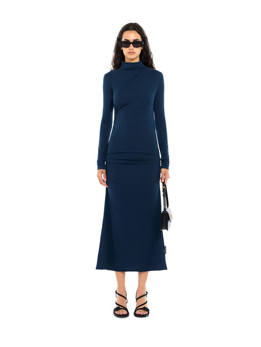 Draped Turtleneck Midi Dress OFF WHITE Draped Turtleneck Midi Dress Blue Melange Blue Melange 2FU00397T