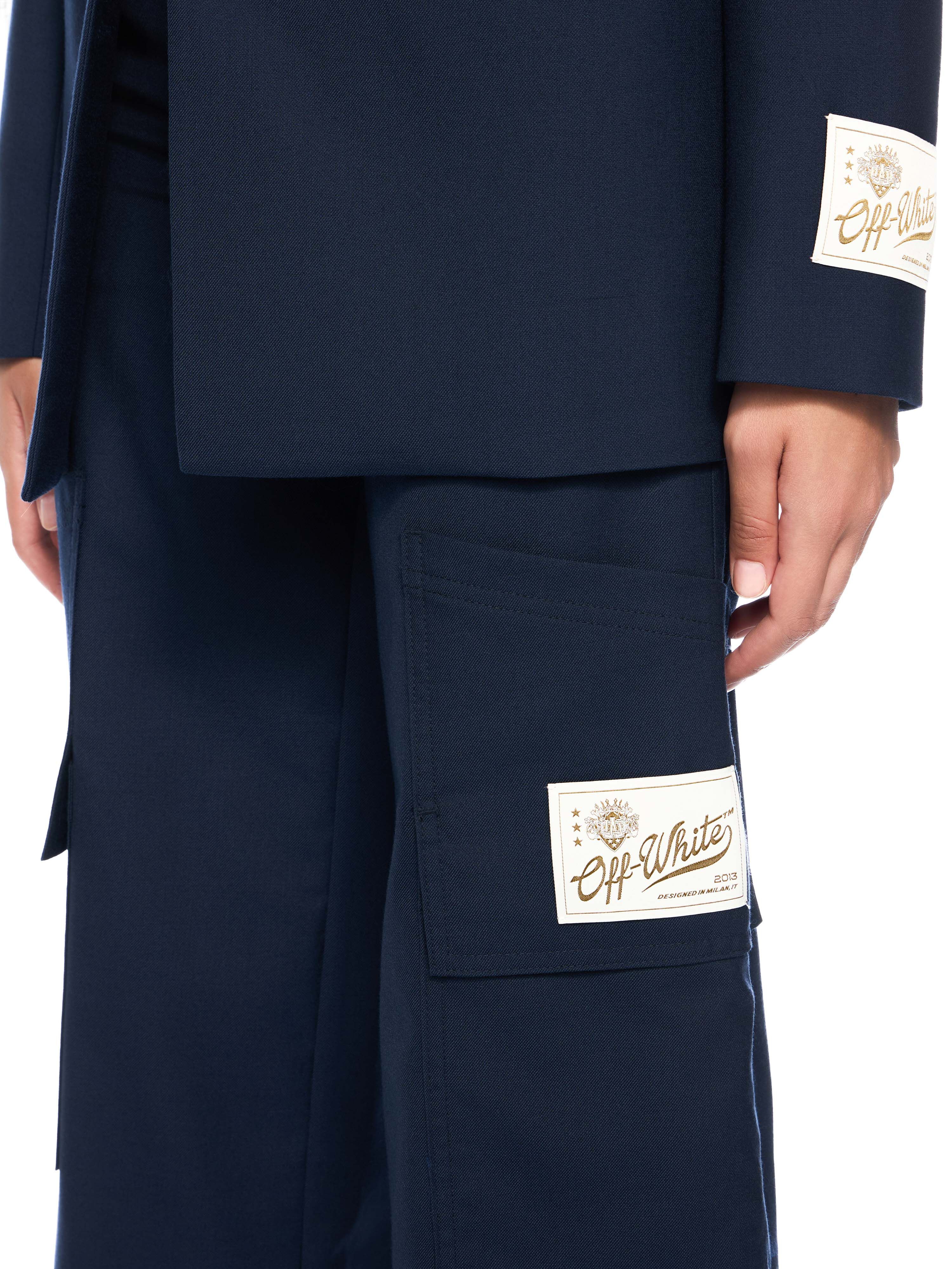 OFF WHITE Gabardine Tailoring Cargo Trousers BLUE IRIS OWCF026F25FAB002