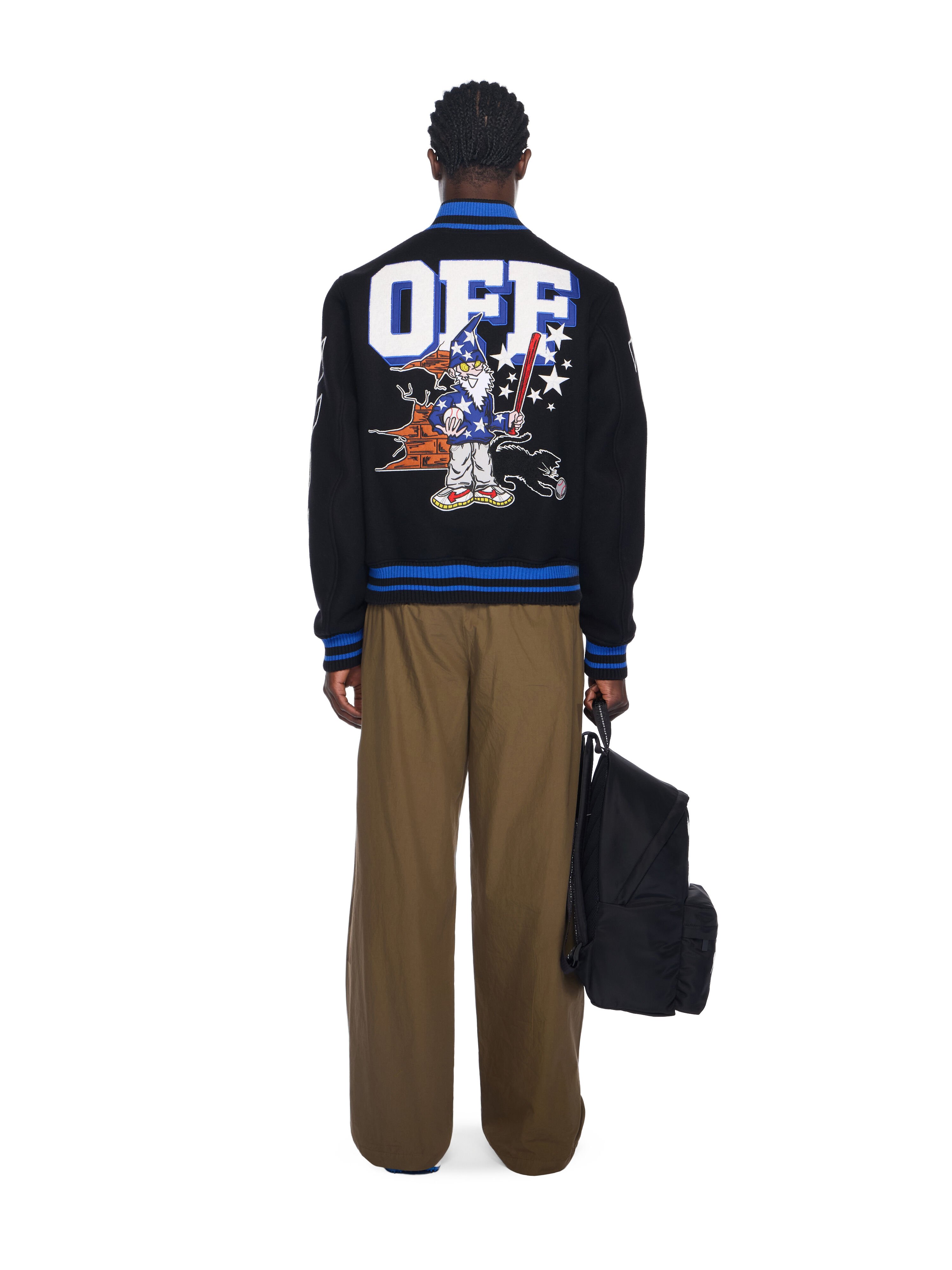 Street Wiz Wool Varsity Jacket OFF WHITE Street Wiz Wool Varsity Jacket BLACK - MULTICOLOR OMEH053F25FAB001