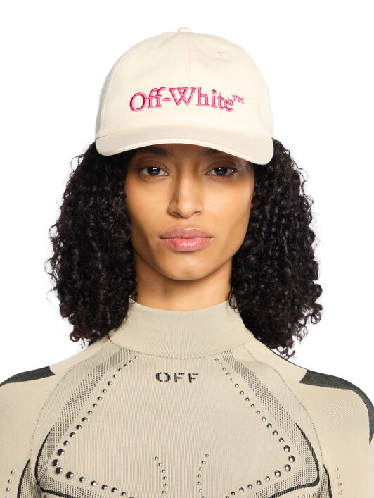 OFF WHITE Drill Bookish Baseball Cap CREAM - FUCHSIA OWLA018F25FAB002