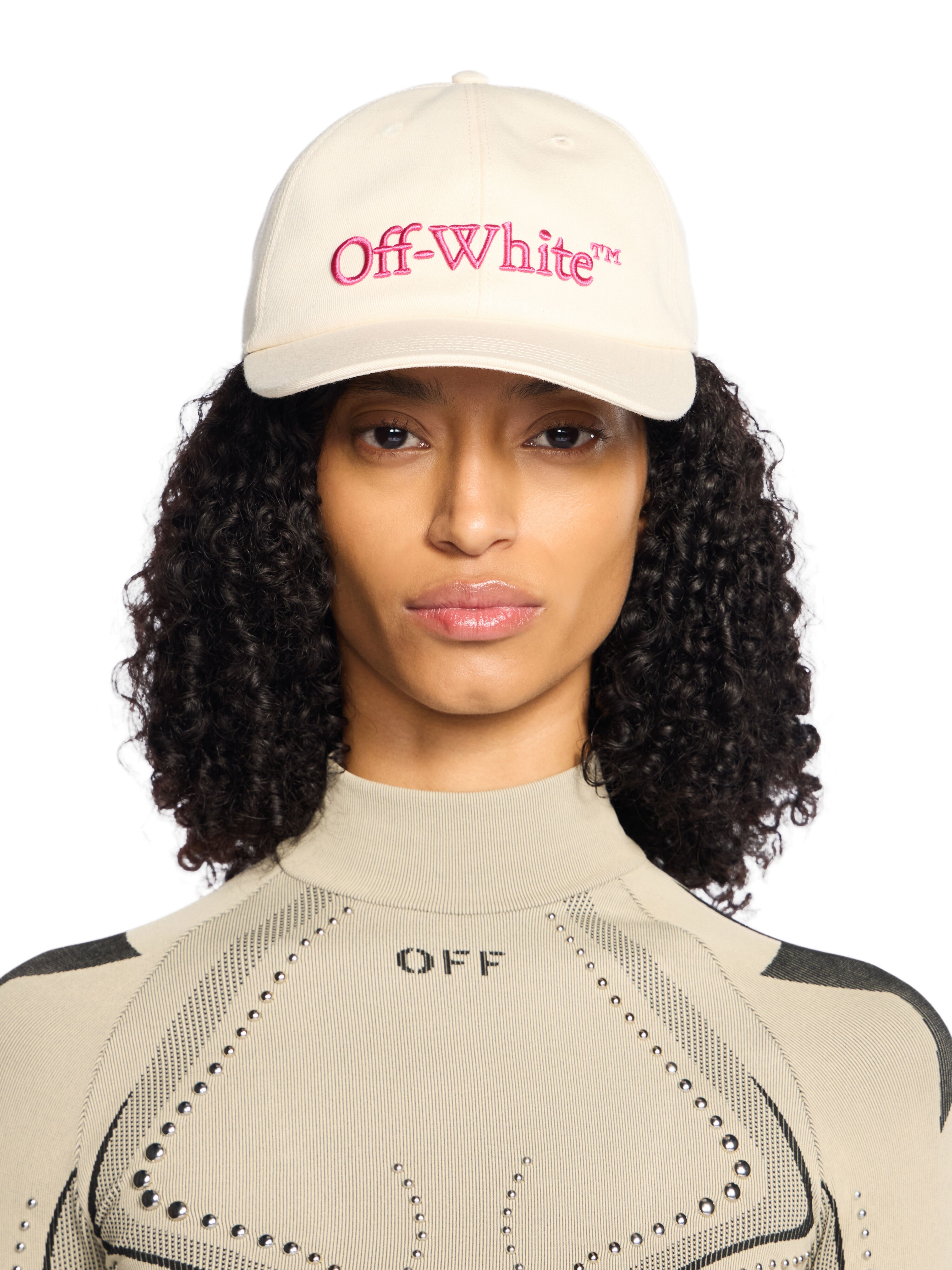 OFF WHITE Drill Bookish Baseball Cap CREAM - FUCHSIA OWLA018F25FAB002