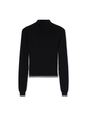 OFF WHITE Logoband Knit Turtleneck Sweater BLACK - WHITE OWHF05BF25KNI001