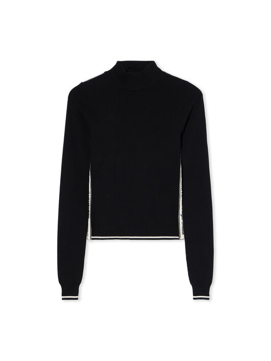 OFF WHITE Logoband Knit Turtleneck Sweater BLACK - WHITE OWHF05BF25KNI001