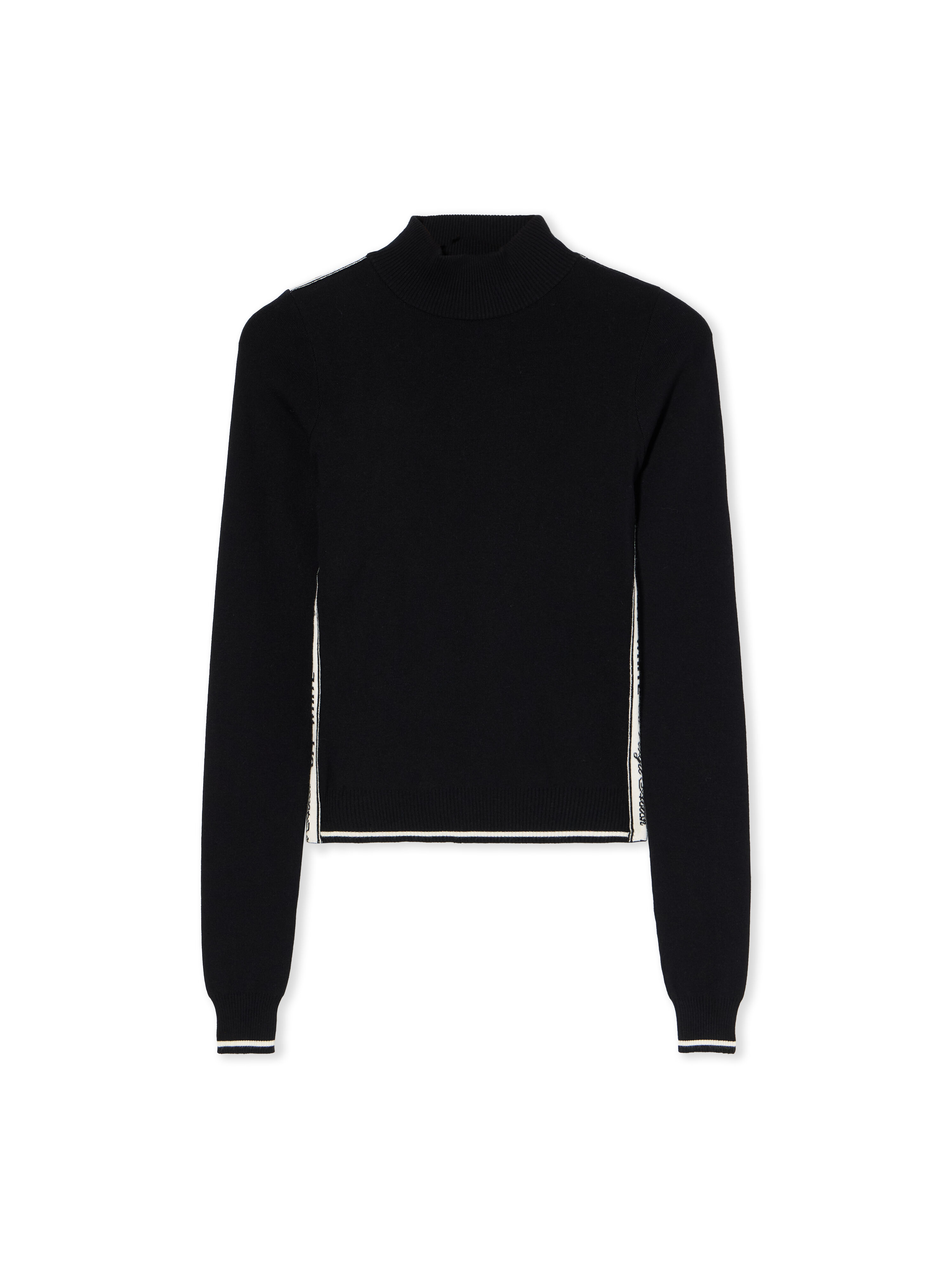 OFF WHITE Logoband Knit Turtleneck Sweater BLACK - WHITE OWHF05BF25KNI001