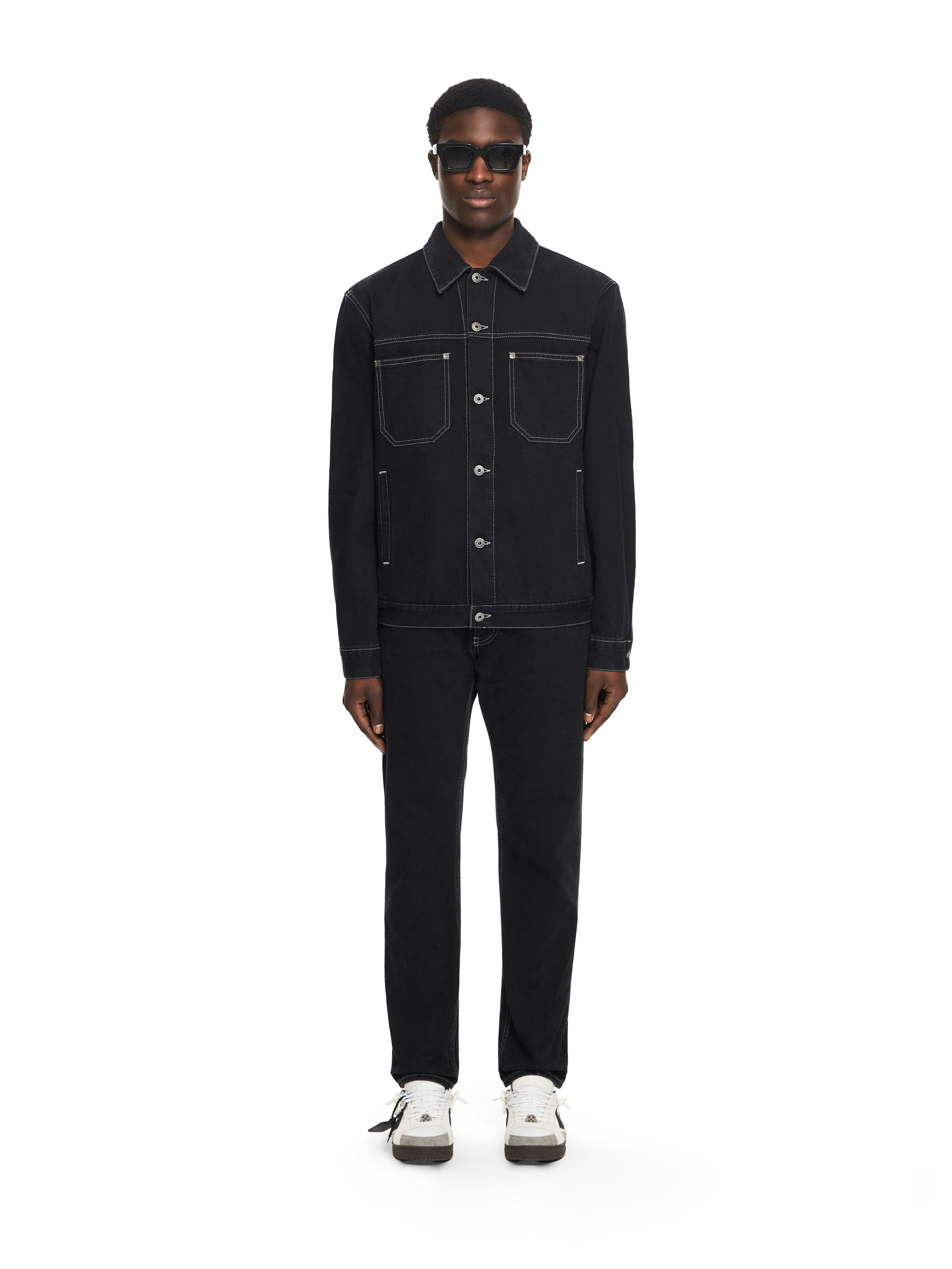 OFF WHITE Half Arrow Tapered Jeans STONE RAW BLACK 44XYA175S26D001