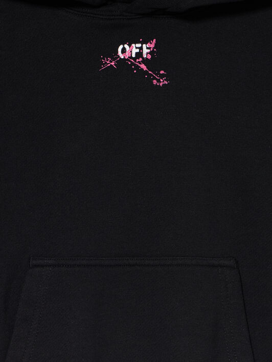 OFF WHITE Diagonal Splat Logo Hoodie BLACK - FUCHSIA OGBB002F25FLE004