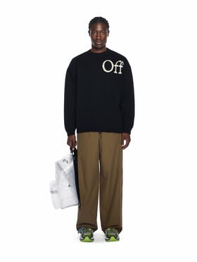OFF WHITE Bookish Knit Crewneck Sweater BLACK - CREAM OMHE20QF25KNI001
