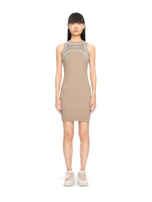 OFF WHITE Abito Girocollo Stampato a Coste Fungi-Surf Spray 2DB57FS26JER001