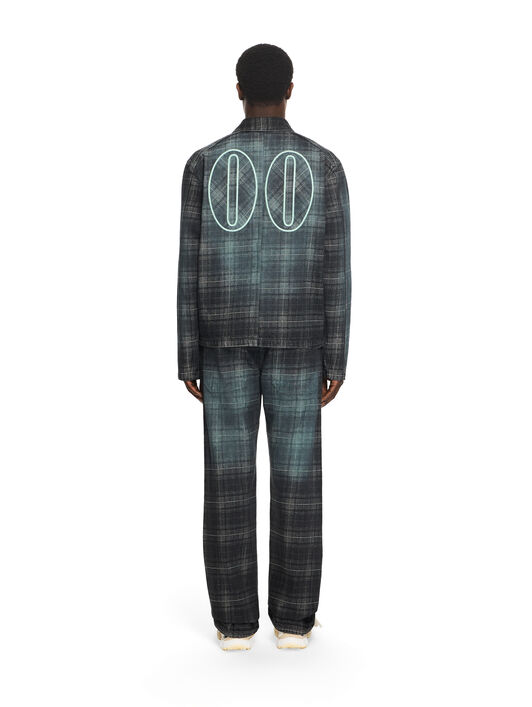 OFF WHITE Check Jacquard Skate Coach Denim Jacket CHECK JAQUARD 44MYE09PS26D001