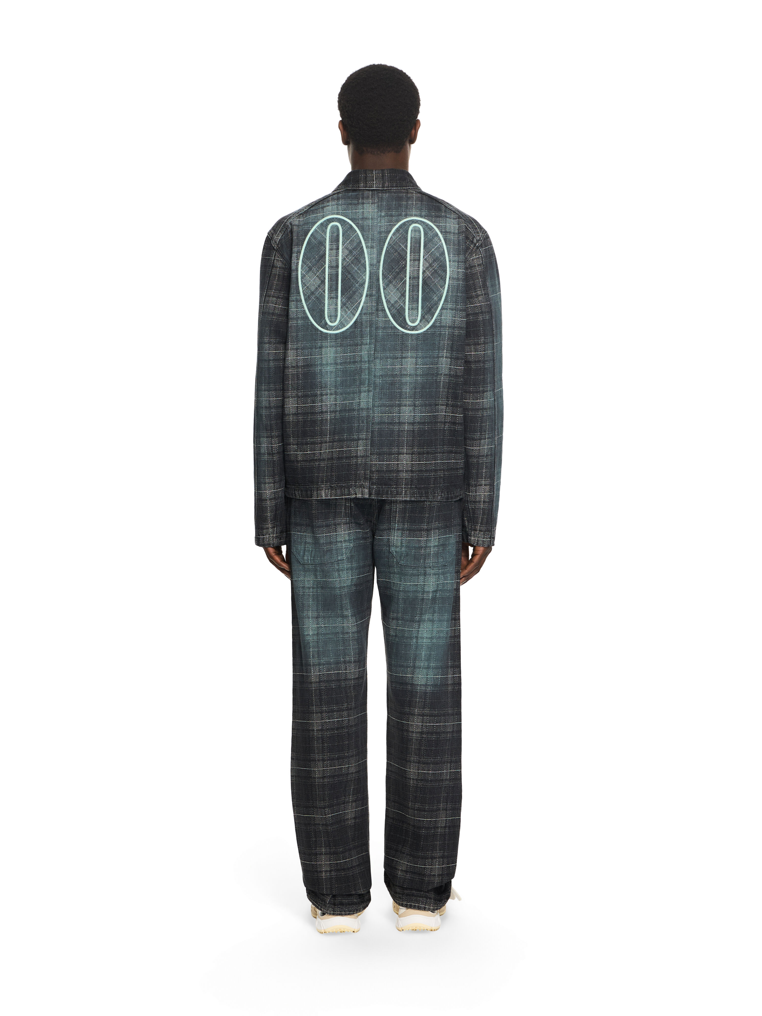 OFF WHITE Check Jacquard Skate Coach Denim Jacket CHECK JAQUARD 44MYE09PS26D001