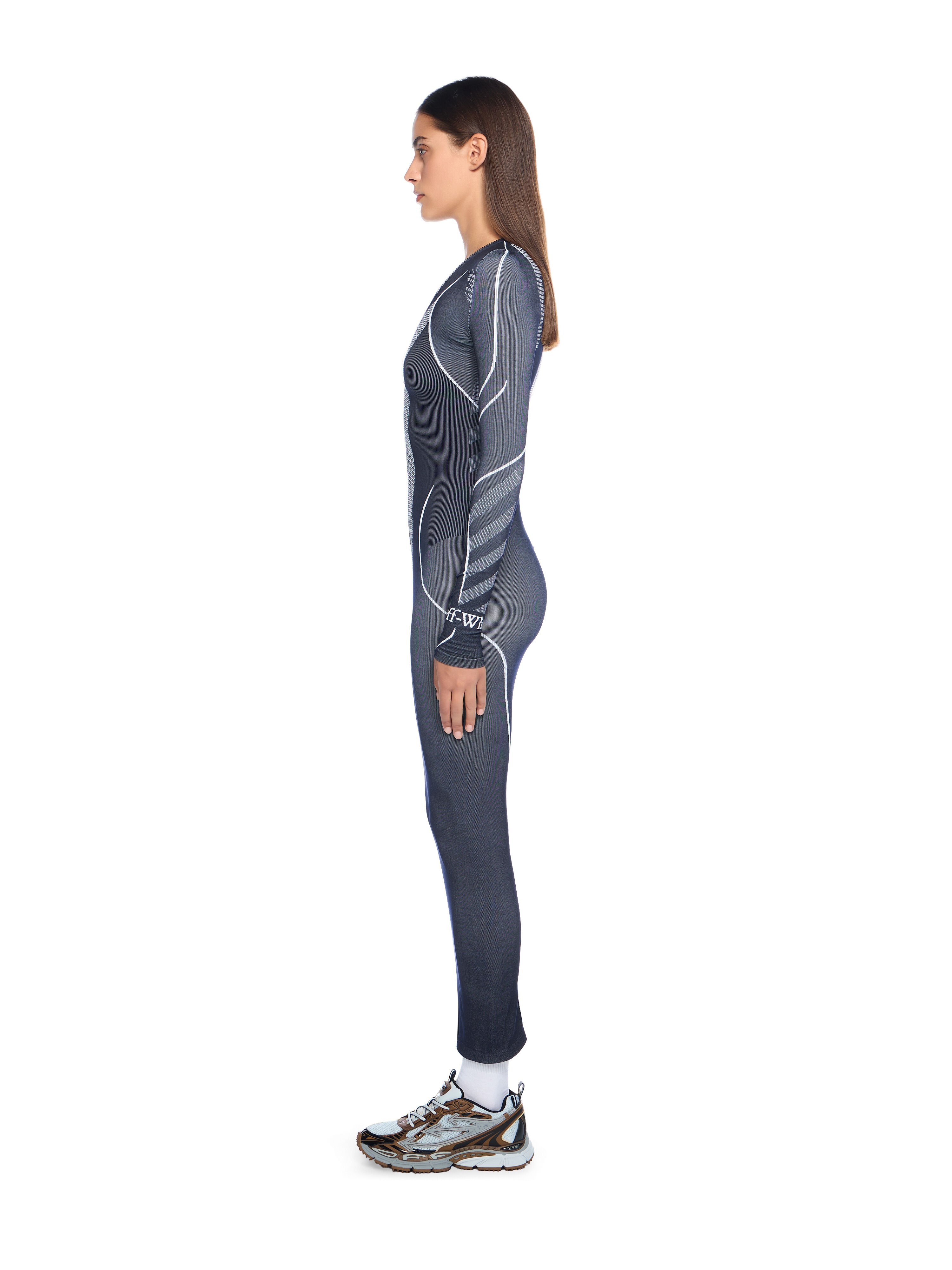 OFF WHITE Diag Seamless Zip Dress BLUE IRIS-WHITE OWVT028F25KNI001