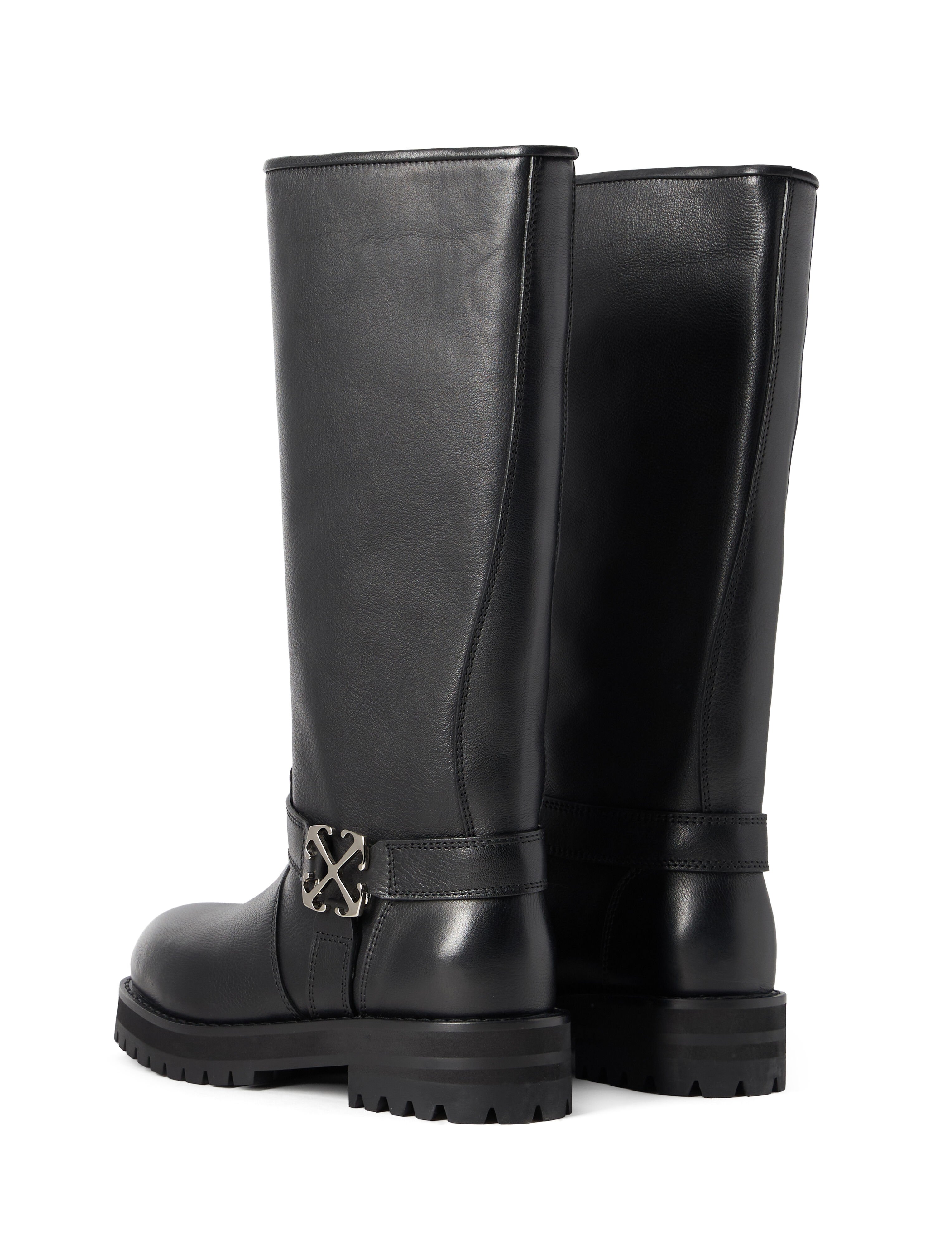 OFF WHITE Off Track High Boots BLACK - SILVER OWIE04OC99LEA001
