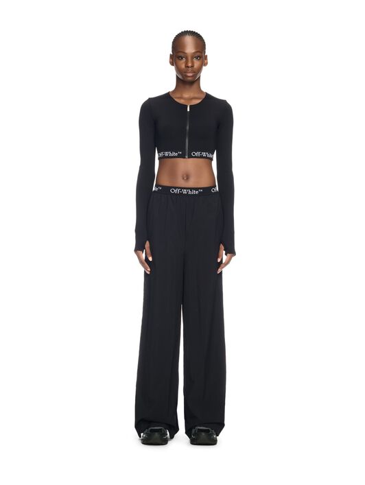 OFF WHITE Black Logo Band Nylon Pants BLACK OWVI016S25FAB001