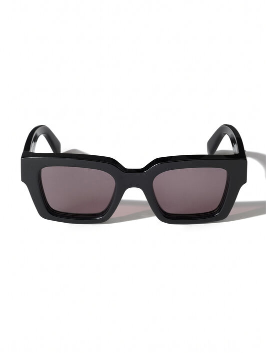Virgil M Dark Grey Lens Sunglasses OFF WHITE Virgil M Dark Grey Lens Sunglasses Shiny Black OW1022100750