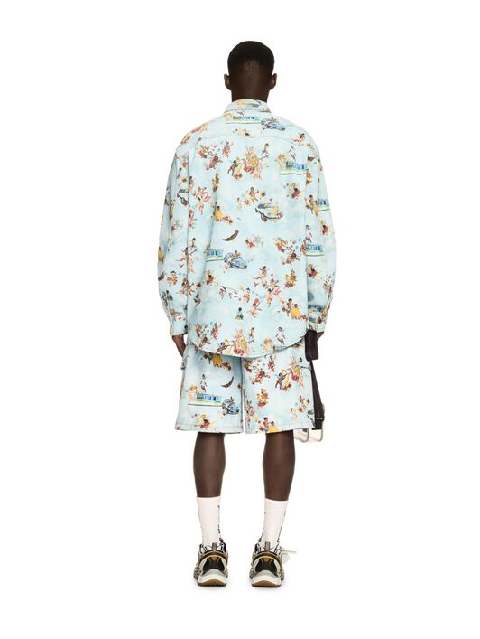 OFF WHITE Fresco Print Den Safari Cargo Multicolor BLUE OMYC024S25DEN001