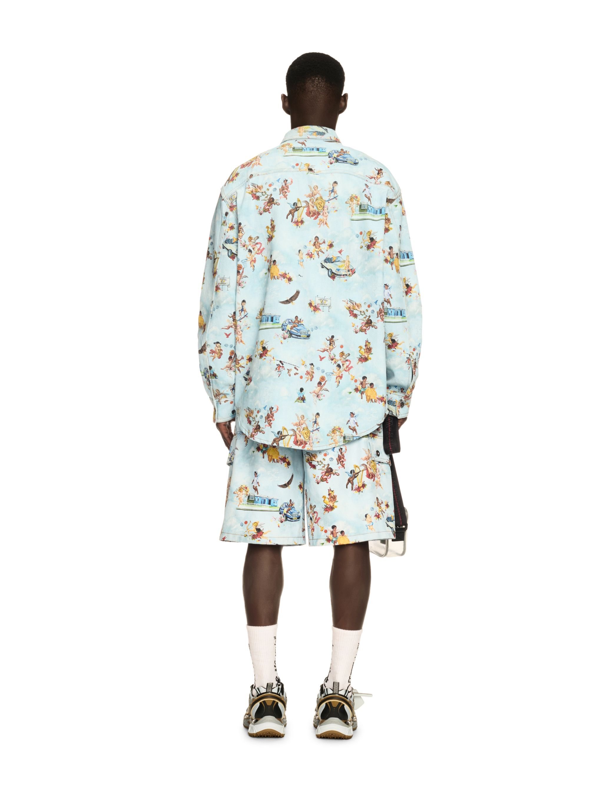 OFF WHITE Fresco Print Den Safari Cargo Multicolor BLUE OMYC024S25DEN001