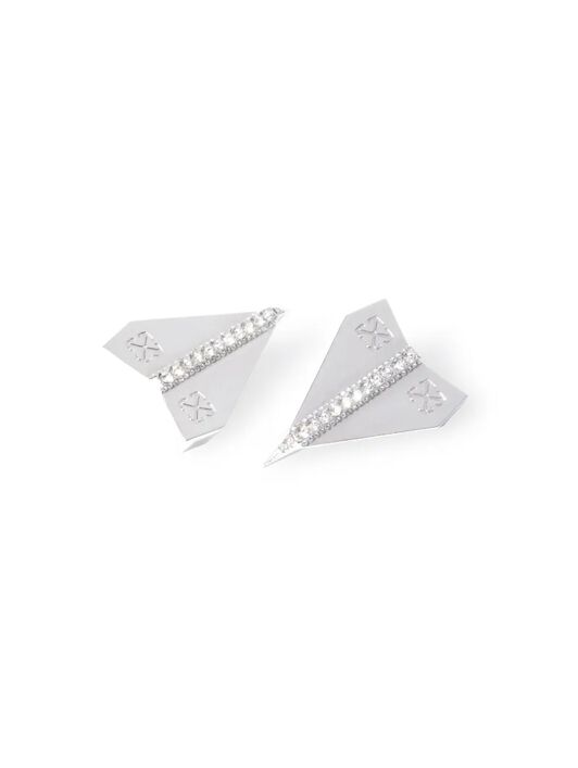 OFF WHITE Silberne Papierflugzeug-Ohrringe  OMOD11JZ25MET001