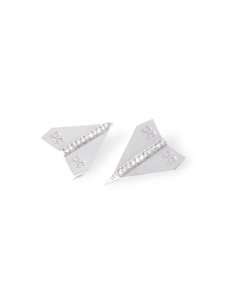 OFF WHITE Silberne Papierflugzeug-Ohrringe  OMOD11JZ25MET001