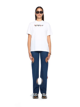 OFF WHITE Bookish Flowers Logo Tee WHITE - BLACK OWAA089F25JER002
