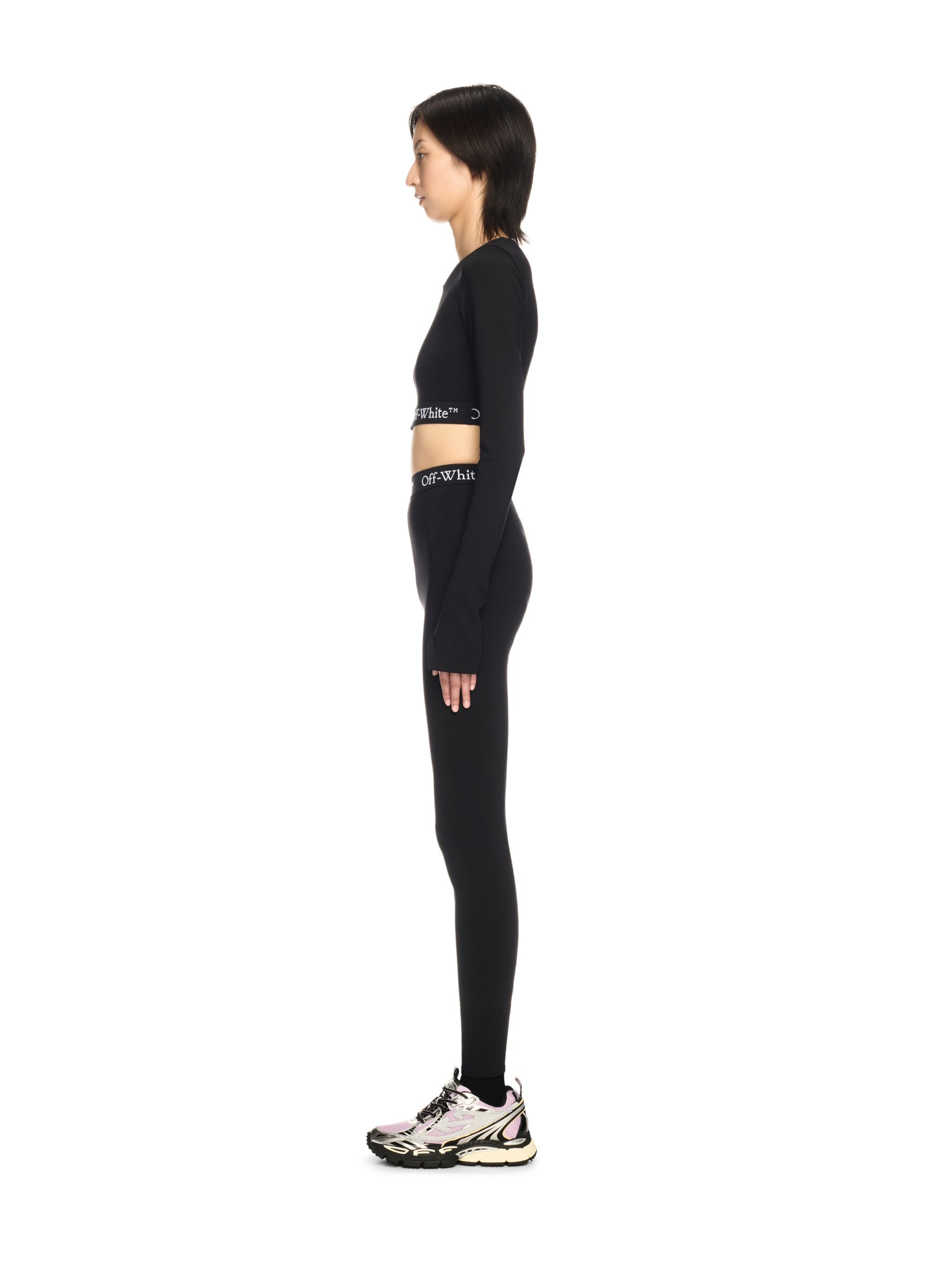 OFF WHITE Leggings Neri Con Banda Logata NERO OWVV003S25JER001