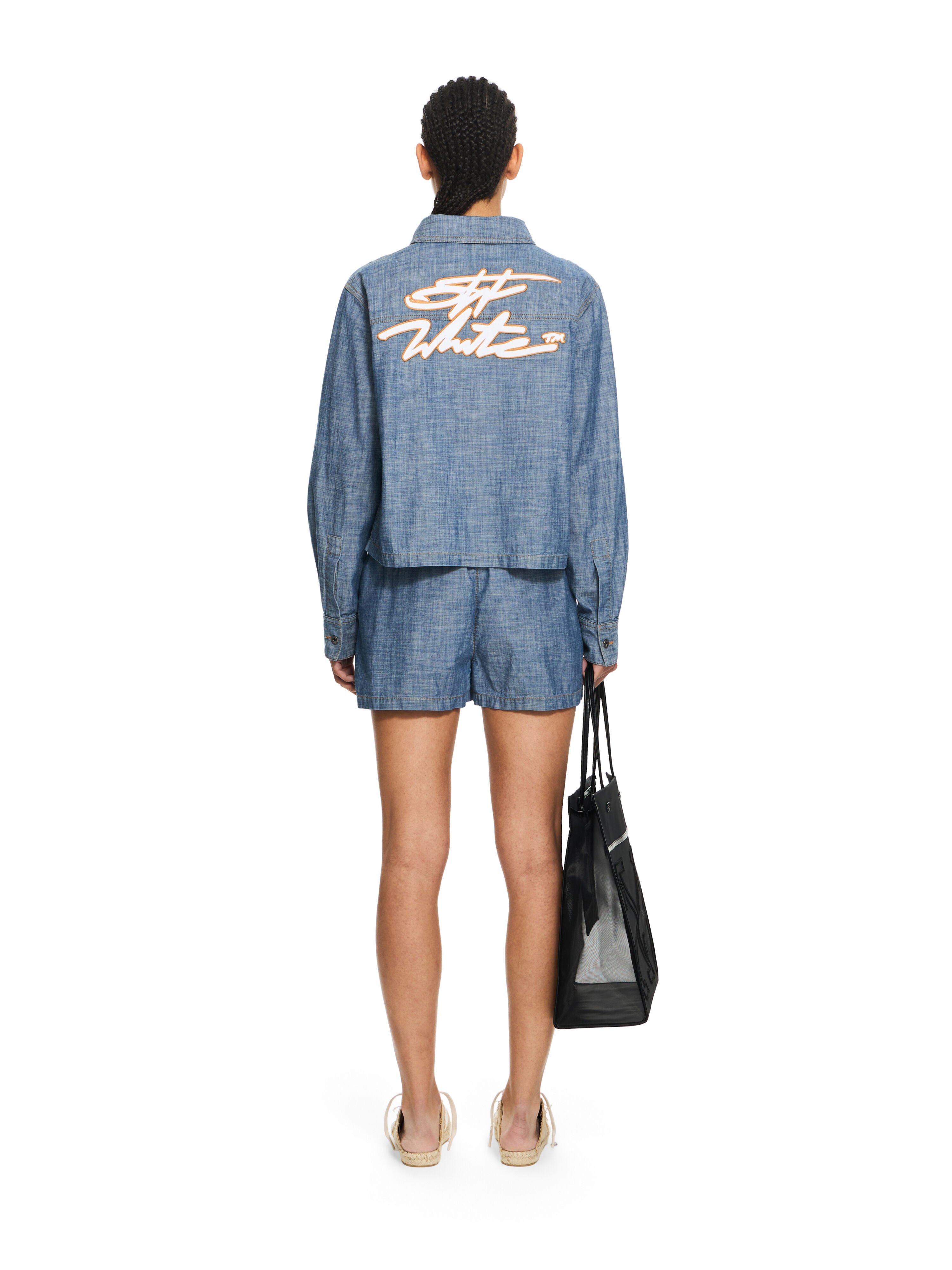 OFF WHITE Chambray Denim Pajama Shorts Dark Blue-White 2YC01BS26DEN001