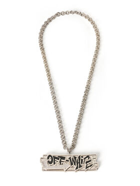 OFF WHITE Bling Strass Wall Chain Necklace SILVER - SILVER OMOB162S26MET001
