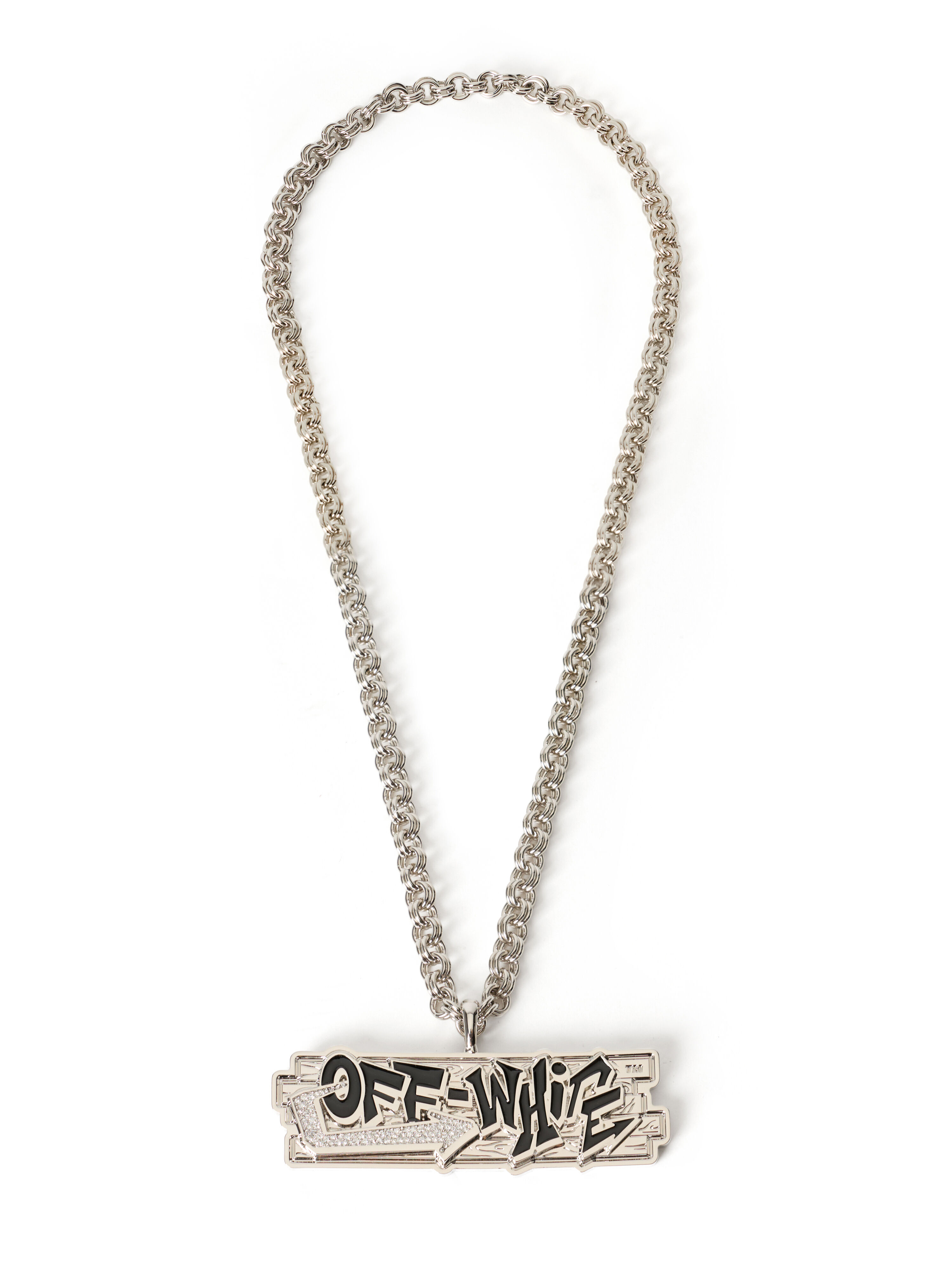 Bling Strass Wall Chain Necklace OFF WHITE Bling Strass Wall Chain Necklace SILVER - SILVER OMOB162S26MET001