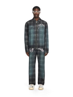 OFF WHITE Check Jacquard Skate Coach Denim Jacket CHECK JAQUARD 44MYE09PS26D001