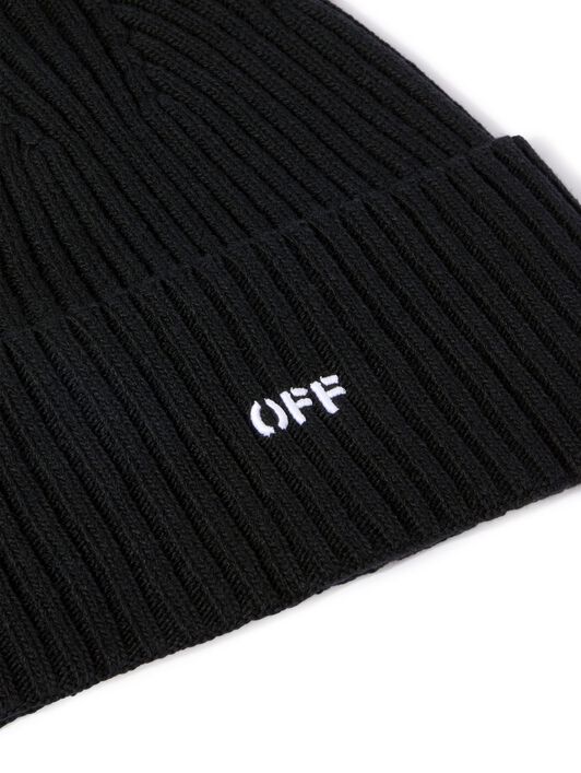 OFF WHITE Offstamp Loose Knit Beanie BLACK OMLC030C99KNI002