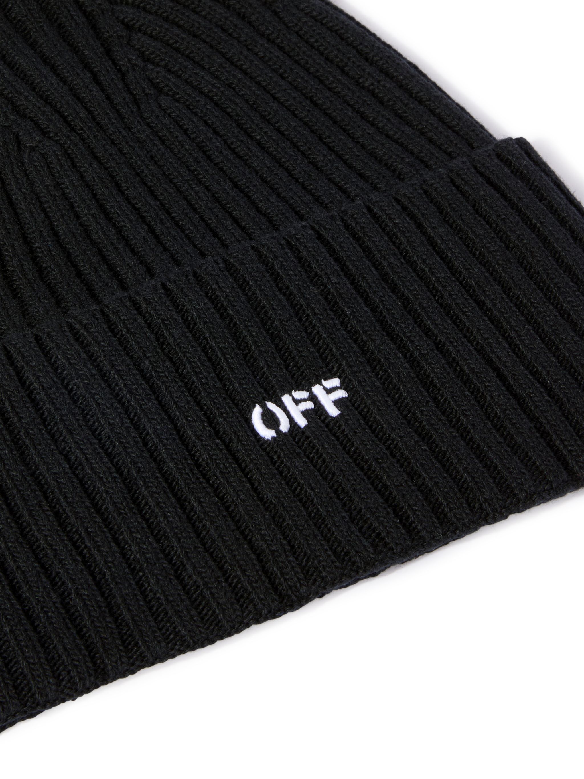 OFF WHITE Offstamp Loose Knit Beanie BLACK OMLC030C99KNI002
