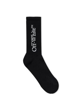 OFF WHITE Quote Mid Calf Socks BLACK - LIGHT GREY OMRA085F25KNI002
