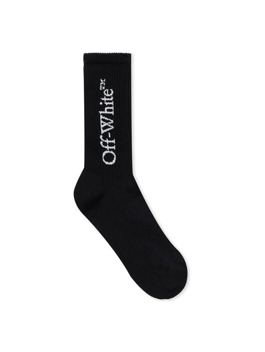 OFF WHITE Quote Mid Calf Socks BLACK - LIGHT GREY OMRA085F25KNI002