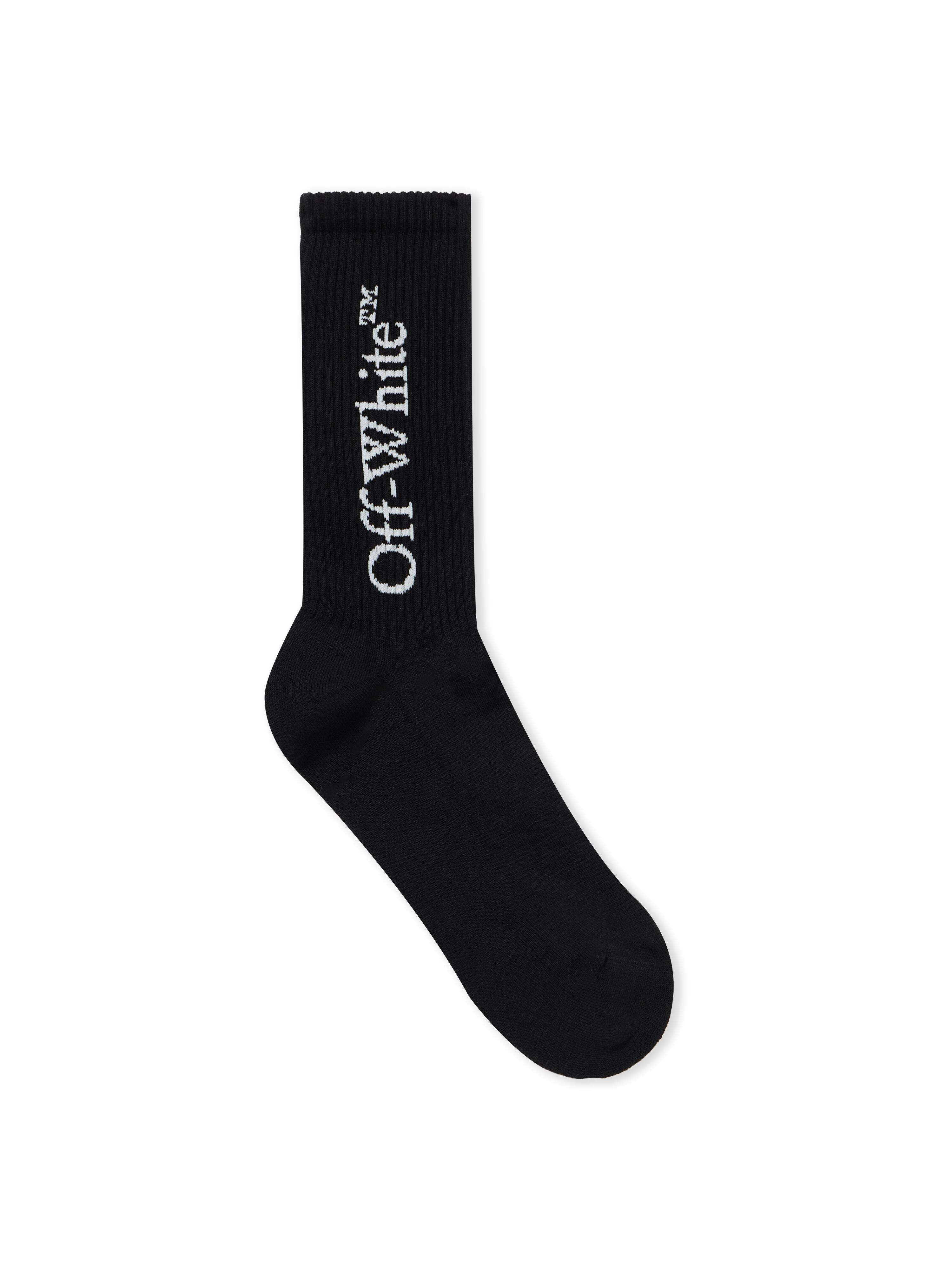 OFF WHITE Quote Mid Calf Socks BLACK - LIGHT GREY OMRA085F25KNI002