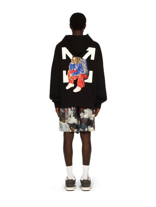 Thinkman Arrow Skate Hoodie OFF WHITE Thinkman Arrow Skate Hoodie BLACK - WHITE OMBB085F25FLE00C