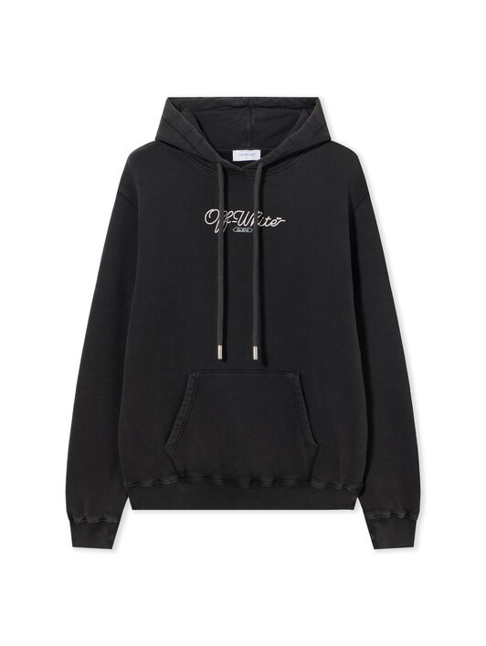 OFF WHITE Scissor Arrow Hoodie WASHED BLACK-WHITE OWBB064S25FLE003
