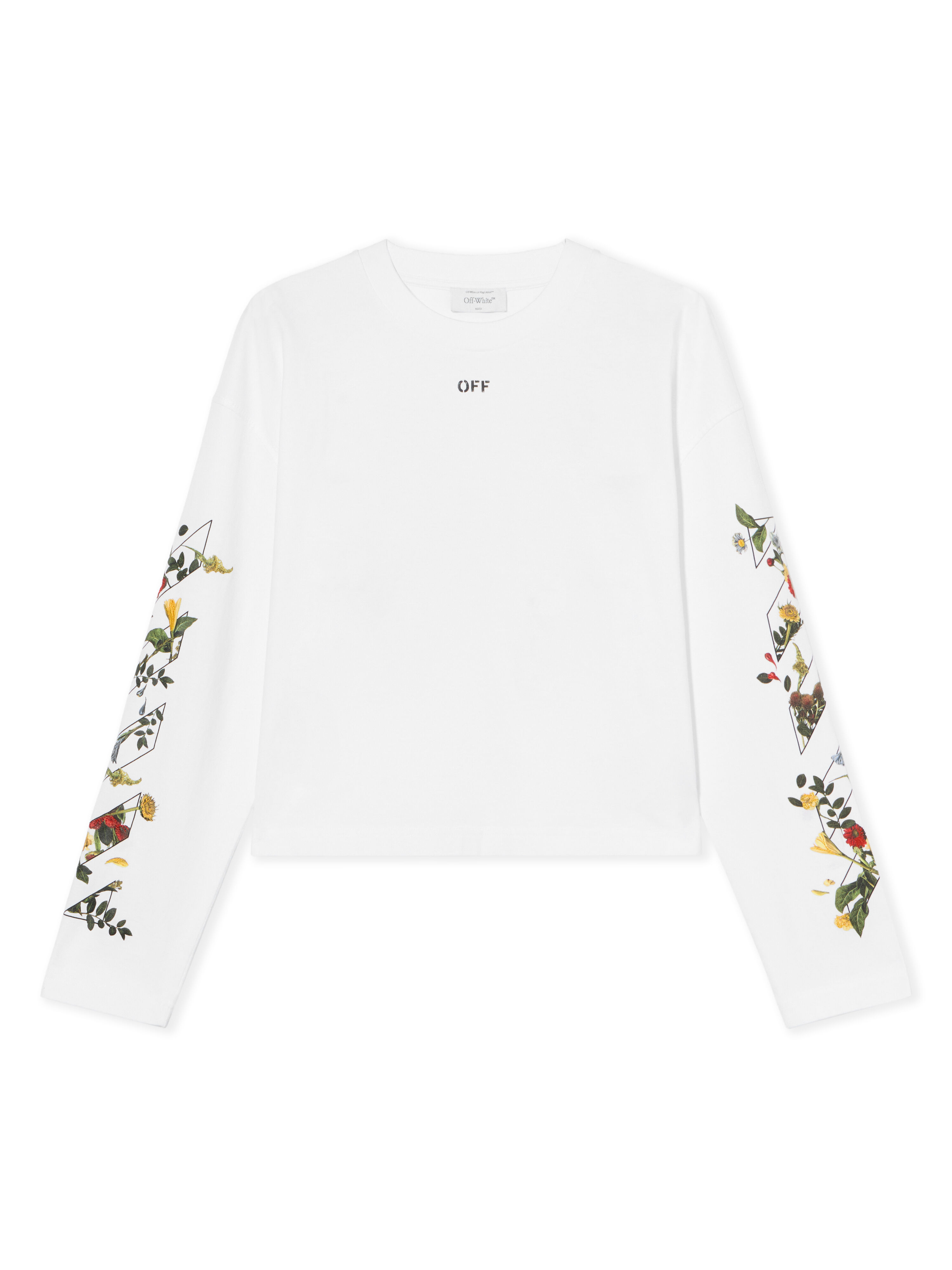OFF WHITE Embroidered Flowers Arrow Long Sleeve T-Shirt WHITE - BLACK OWAB038F25JER001