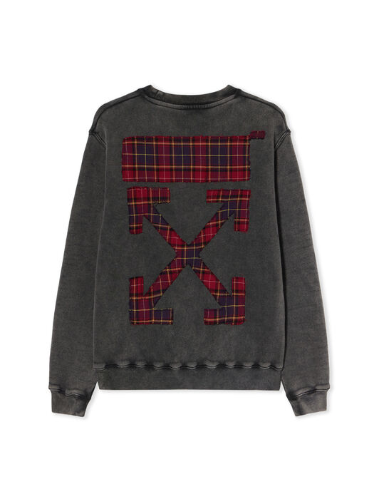 OFF WHITE Check Flan Arrow Crew Logo Sweatshirt MARBLE BLACK-WHITE OWBA055F25FLE002