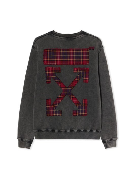 Check Flan Arrow Crew Logo Sweatshirt OFF WHITE Check Flan Arrow Crew Logo Sweatshirt MARBLE BLACK-WHITE OWBA055F25FLE002