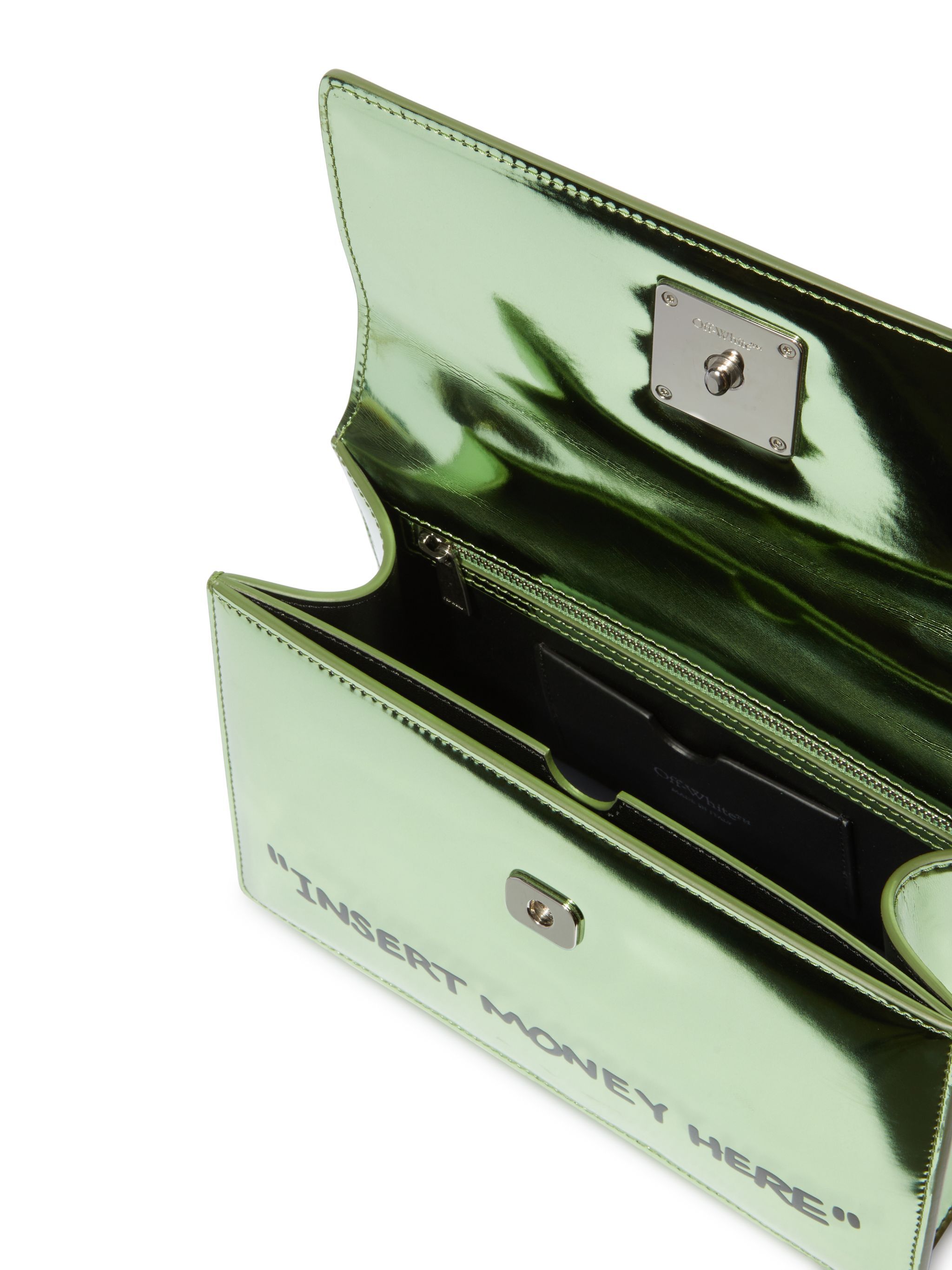OFF WHITE Green Jitney 1.4 Quote Top Handle Bag GREEN OWNP062S25FAB001