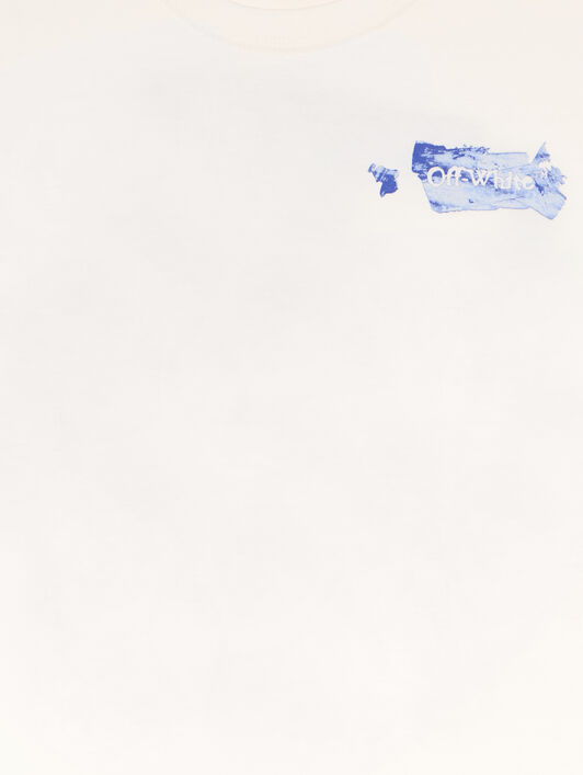 OFF WHITE Arrow Acrylic T-Shirt WHITE - BLUE OBAA002F25JER007