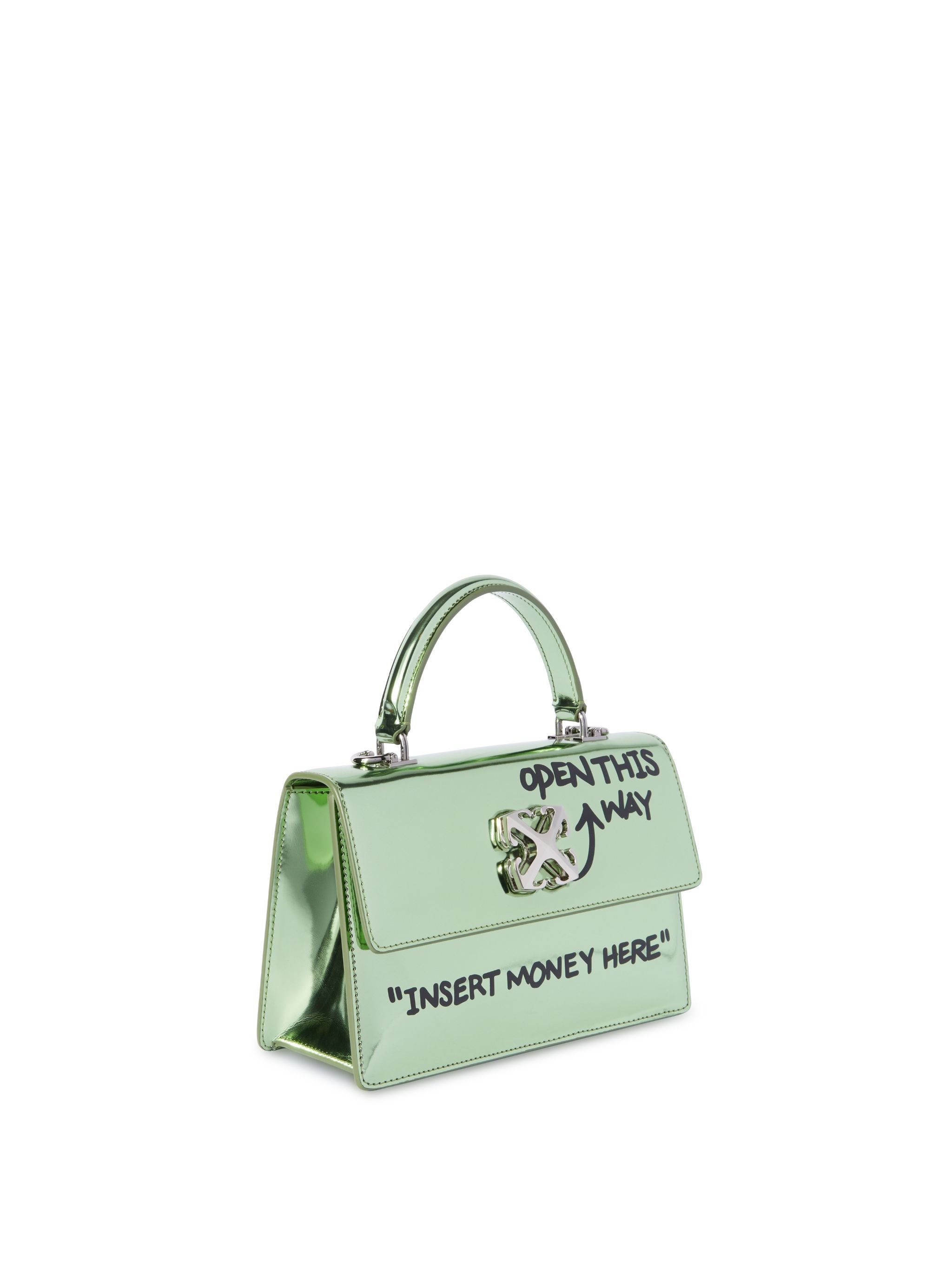 OFF WHITE Green Jitney 1.4 Quote Top Handle Bag GREEN OWNP062S25FAB001